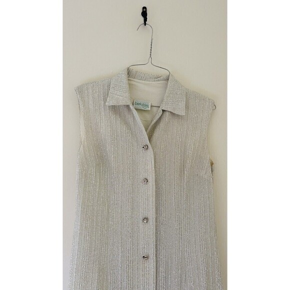 Vintage 60s Berkshire By B-Tween Tinsel Metallic Sleeveless Maxi Dress - Picture 2 of 7